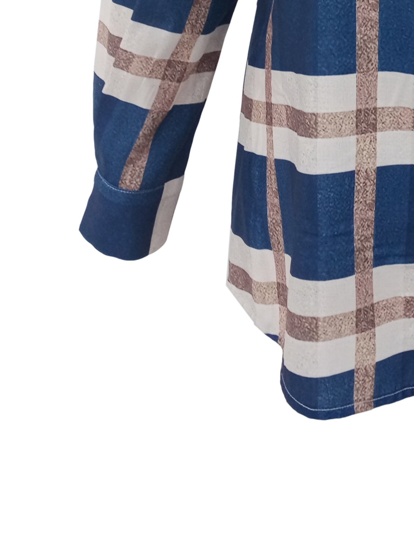  Plaid Print Button Up Long Sleeve Blouse