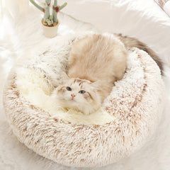 Plush Pet Bed With Non Slip Bottom - Warm and Comfortable Cat Naps