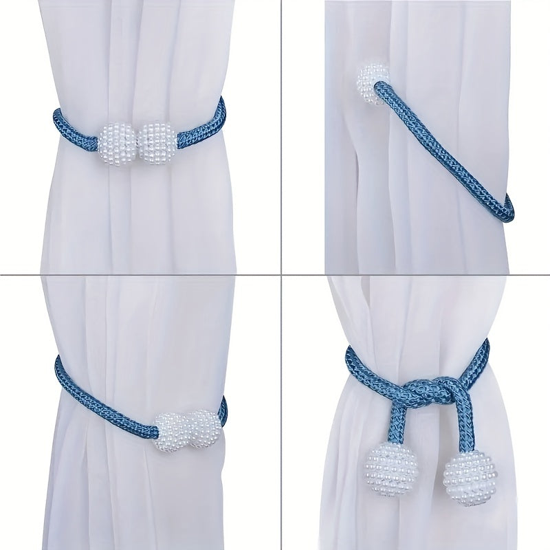 1PCS Pearl Curtain Magnetic Buckle Punching Installation Curtain Binding Strap
