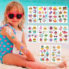 Kids Summer Party Glitter Temporary Tattoos - Set of 10 Sheets
