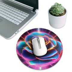 Rose Pattern 20x20cm Round Mousepad Home Office Rubber Lock Non slip Mousepad