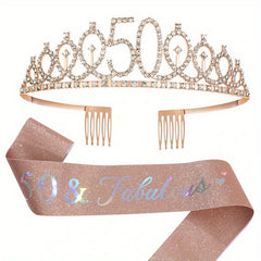 Birthday Party Crown Set Rhinestone Tiara Decoration