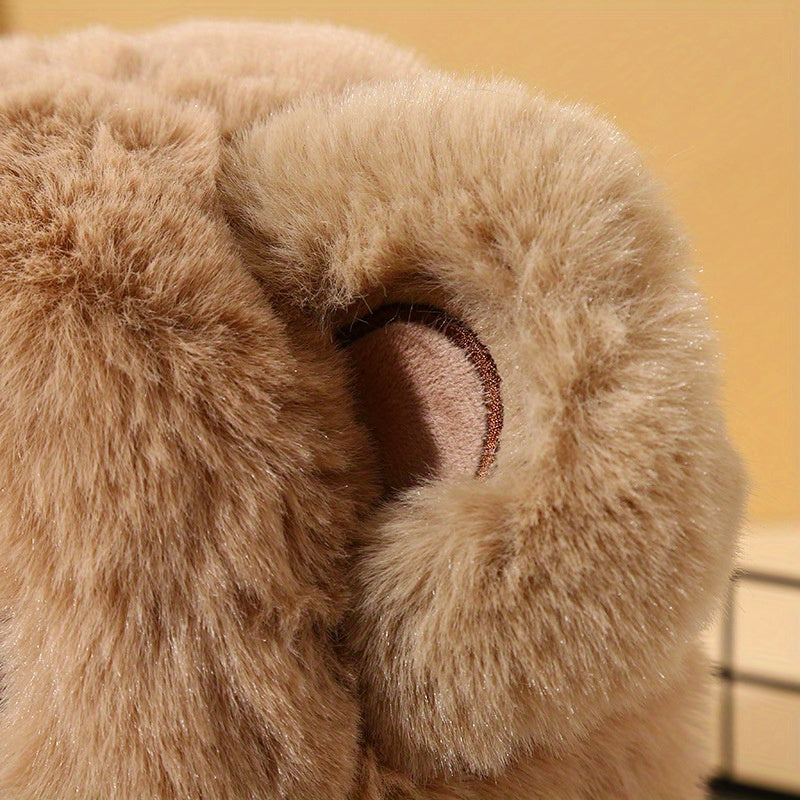 Cozy Bear Earmuffs Plush Warm Ear Covers Beige