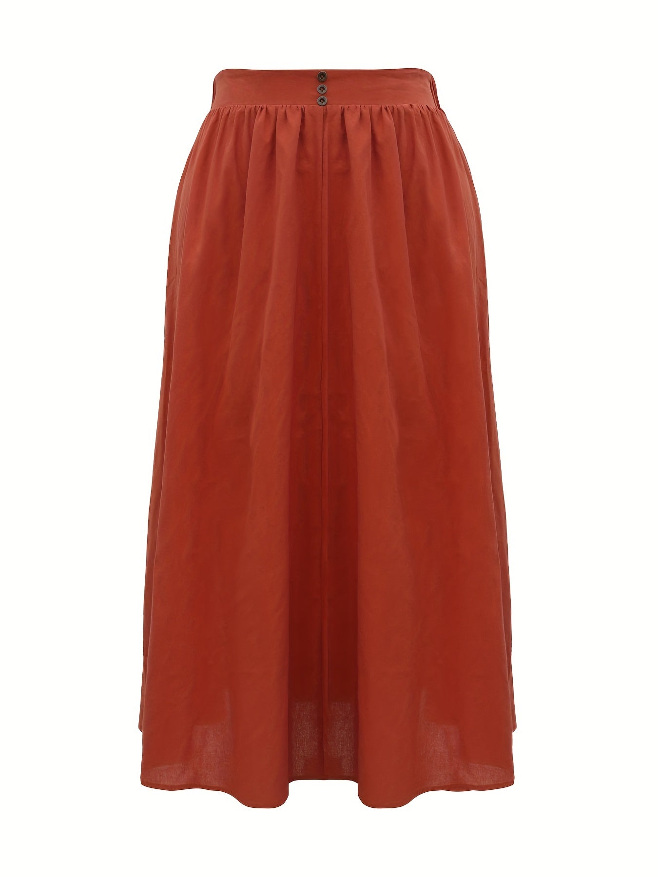 Women's Plus Button Decor Elastic Waist Solid Maxi Skirt