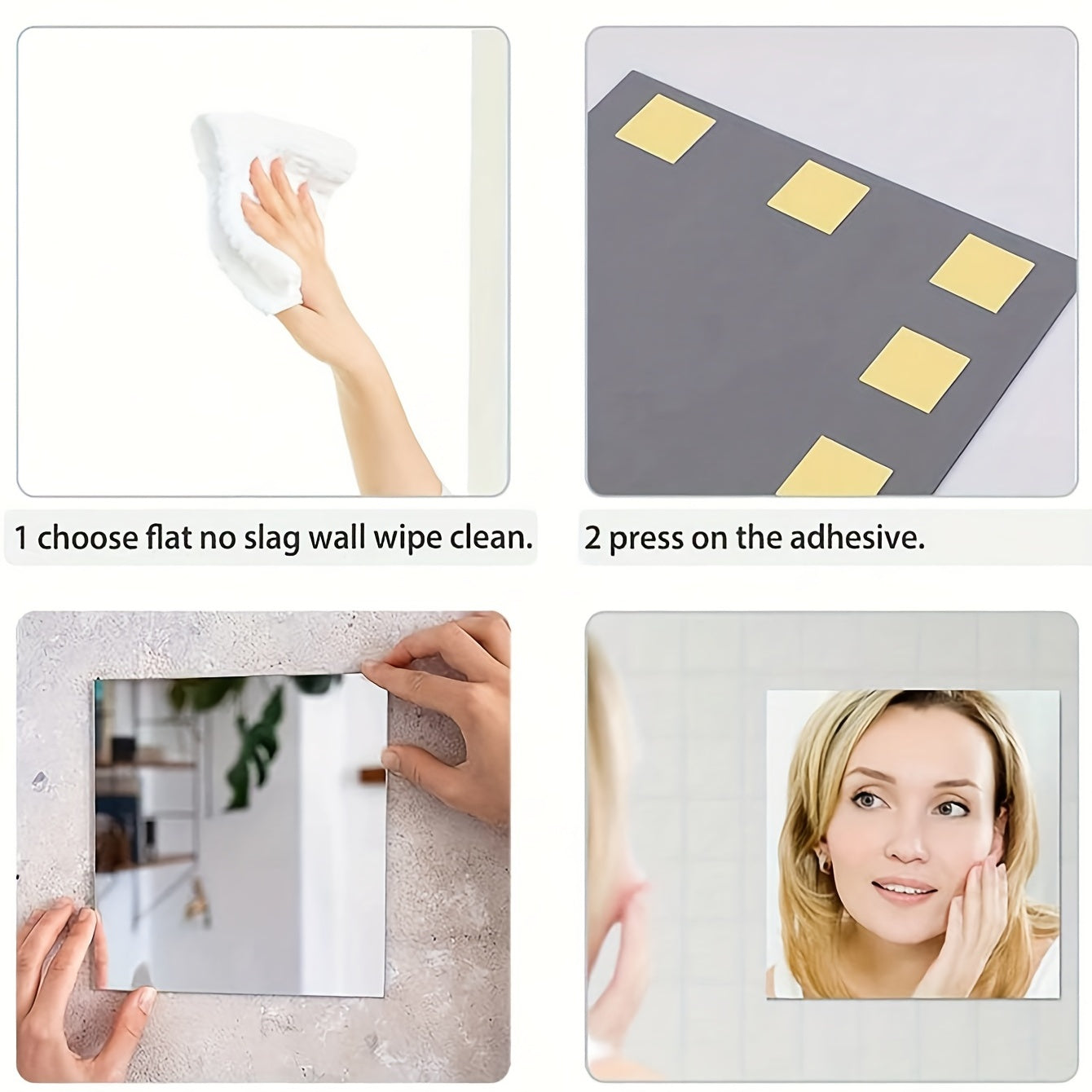 4pcs HD Acrylic Right Angle Mirror Sticker for Home and Office Walls