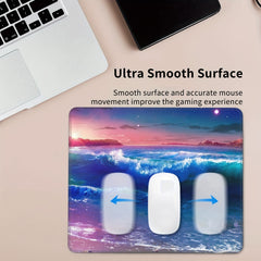Wave Pattern Square Mouse Pad, Sewn Edge, Desktops, Laptops, Gaming