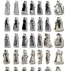 50pcs Vintage Character Stickers Waterproof for Scrapbooking Journals & Crafts