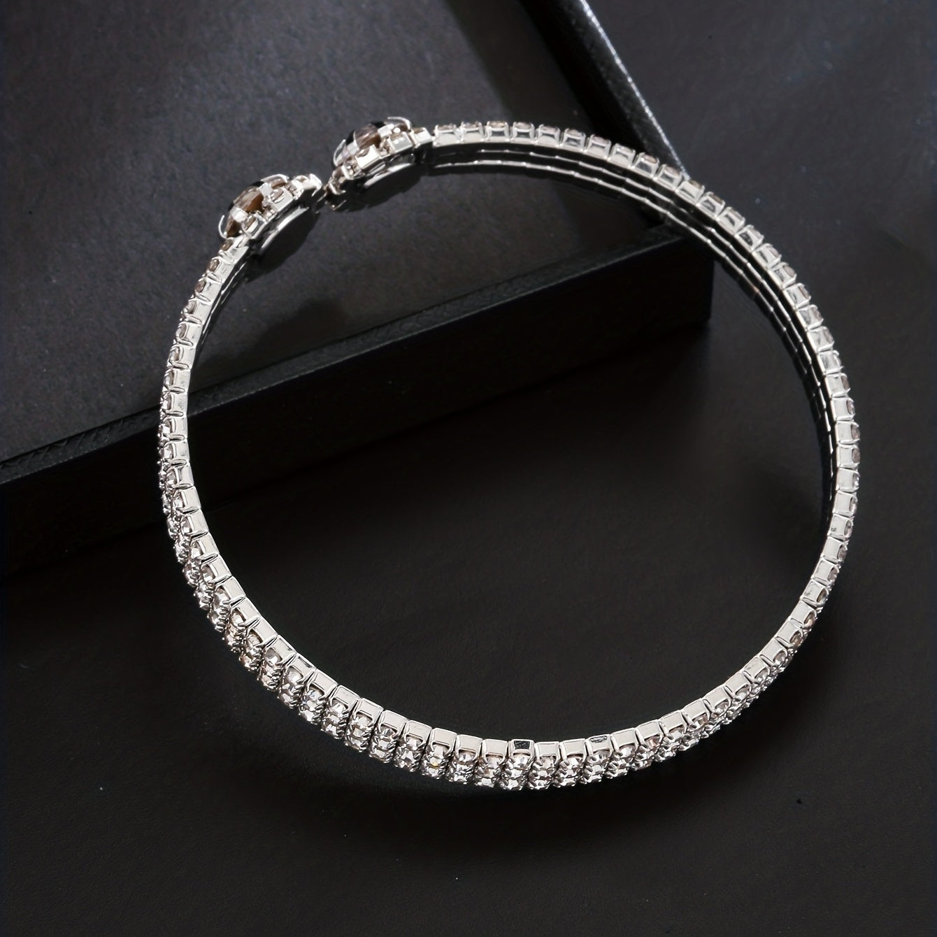 18K Plated Zircon Bangle Rhinestone Bracelet Wedding Jewelry