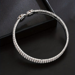 18K Plated Zircon Bangle Rhinestone Bracelet Wedding Jewelry