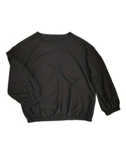  Solid Long Sleeve Tee & Belted Pants Two Piece Set