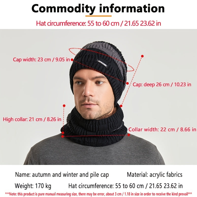 Knit Hat Scarf Set Winter Warm Earmuffs Women Men Gift