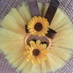 Newborn Baby Sunflower Tutu Bow Skirt Toddler Girls Headdress Flower Photog
