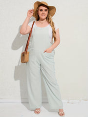  Stripe Print Tie Shoulder Jumpsuit With Pockets