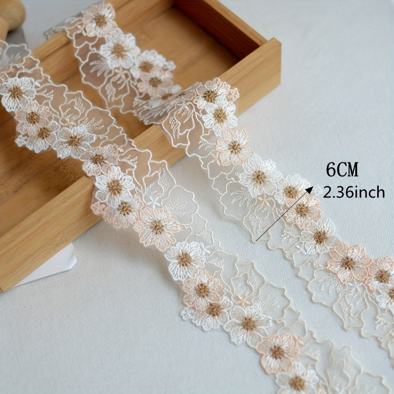 22" Wide Cotton 3D Flower Fabric Embroidery Ribbon Dress Collar Skirts Neckline