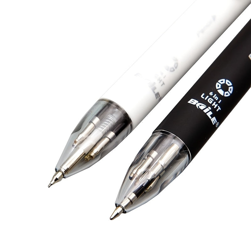 6-in-1 Multicolor Ballpoint Pens with Pencil