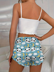 Panda Print Pajama Set Women's Sleepwear & Loungewear