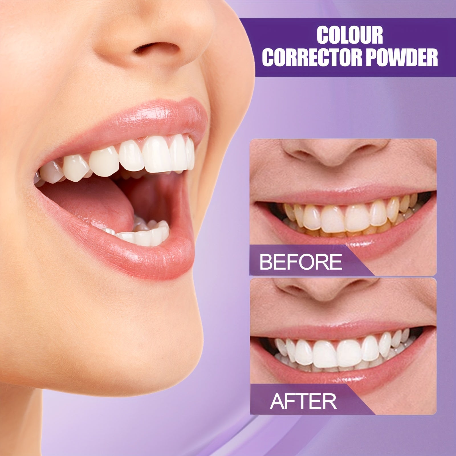 Purple Tooth Whitening Powder for Brighter Smiles