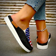 Women's Flag Pattern Slip On Flat Shoes Lightweight Casual Outdoor Shoes