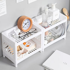Desktop Double Layer Rack Cosmetic Storage Holder Table Sundries Display Shelf