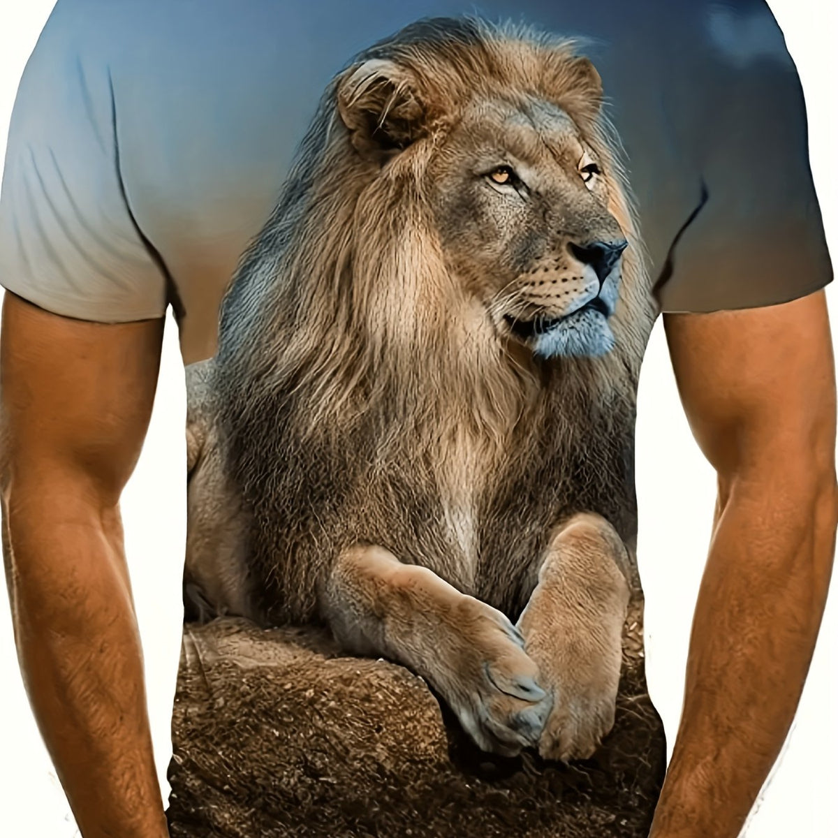 Men's Lion Print Short Sleeve T Shirt - Spring Summer
