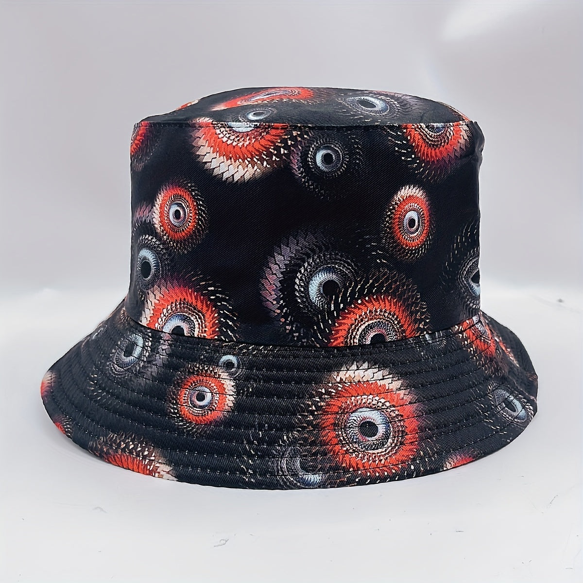 Geometric Swirl Print Bucket Hat Reversible Cotton Sunscreen Cap