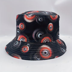 Geometric Swirl Print Bucket Hat Reversible Cotton Sunscreen Cap