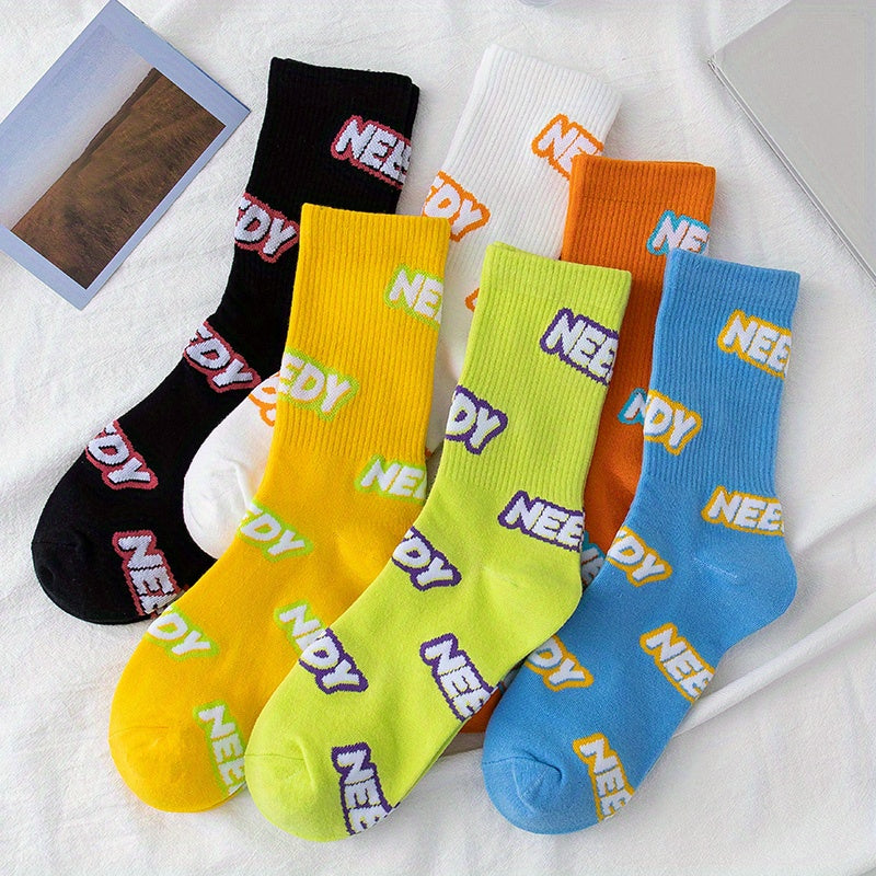 6 Pairs Letter Print Socks Women's Stockings & Hosiery