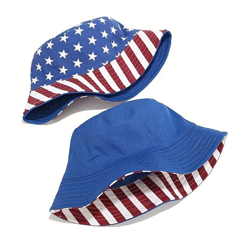 American Flag Reversible Bucket Hat Lightweight Sunscreen Beach Hat