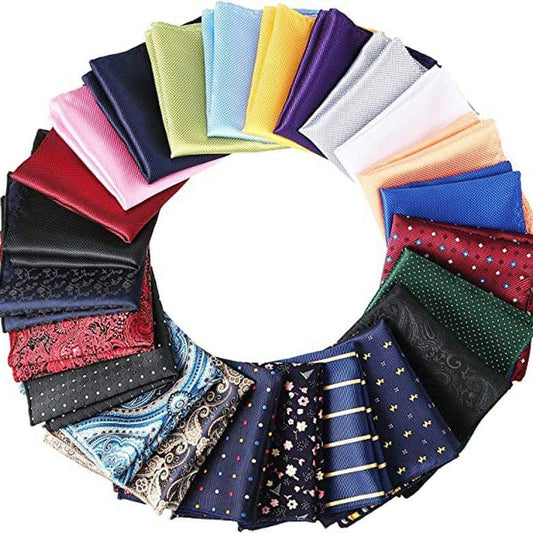 24-Piece Mens Pocket Squares Soft Colored Assorted Hankies for Wedding Party