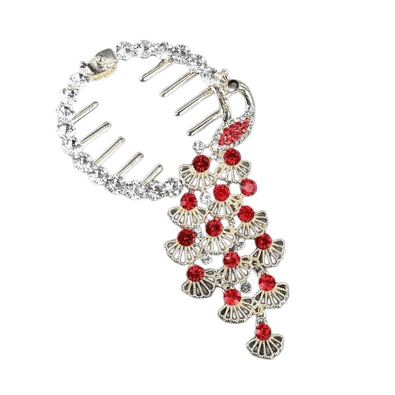 Peacock Rhinestone Crystal Double Side Hair Clip Ladies Hair Accessories
