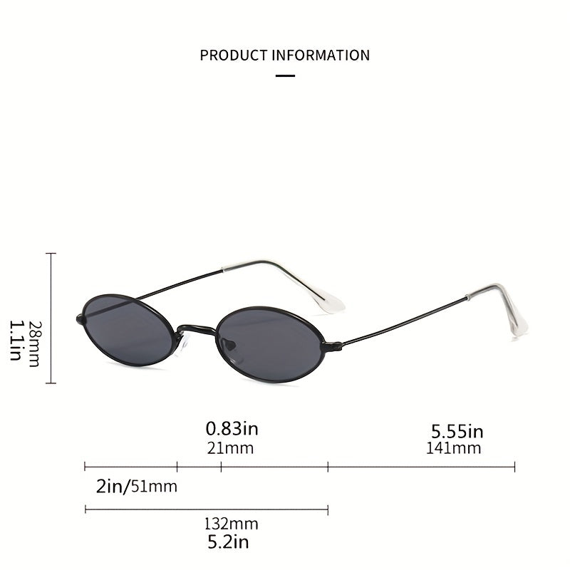Metal Oval Frame Sunglasses Vintage Tinted Lens Glasses UV400