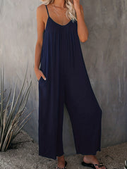  V Neck Wide Leg Summer Jumpsuit