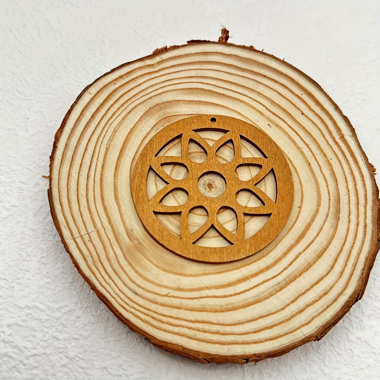 10pcs Round Sliced Pendant Wooden Earrings Necklace Crafts