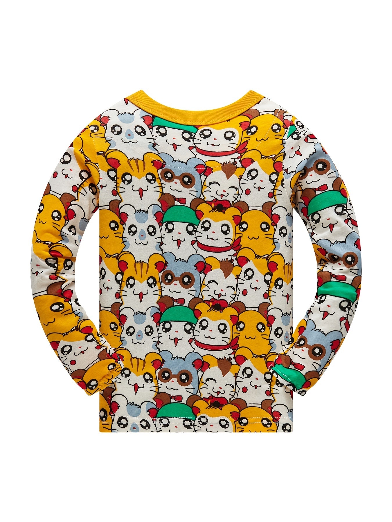 Boys Pajamas Cartoon Animals Print Long Sleeve Top & Pants Set