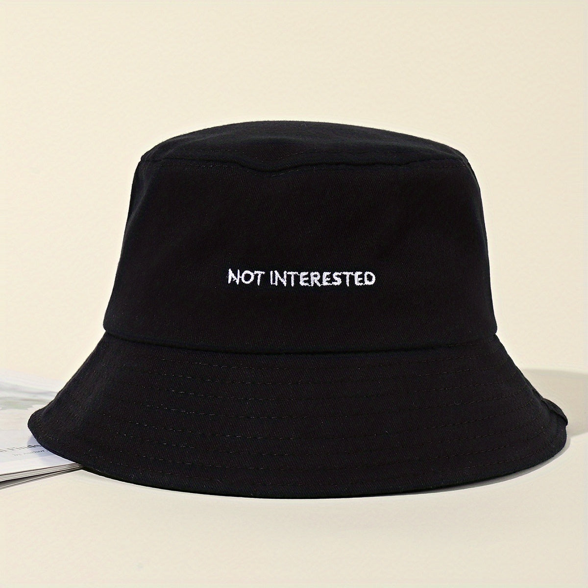 Embroidery Bucket Hat Lightweight Fisherman Cap Solid Sunscreen Travel Beach Hat