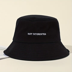 Embroidery Bucket Hat Lightweight Fisherman Cap Solid Sunscreen Travel Beach Hat