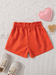 Toddler Girls Heart Graphic Paperbag Waist Casual Sports Track Shorts