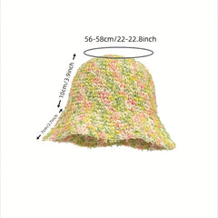 Colorful Straw Bucket Hat Boho Crochet Sunshade Cloche Hats
