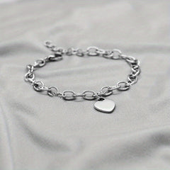Personalized Heart Nameplate Bracelet Stainless Steel