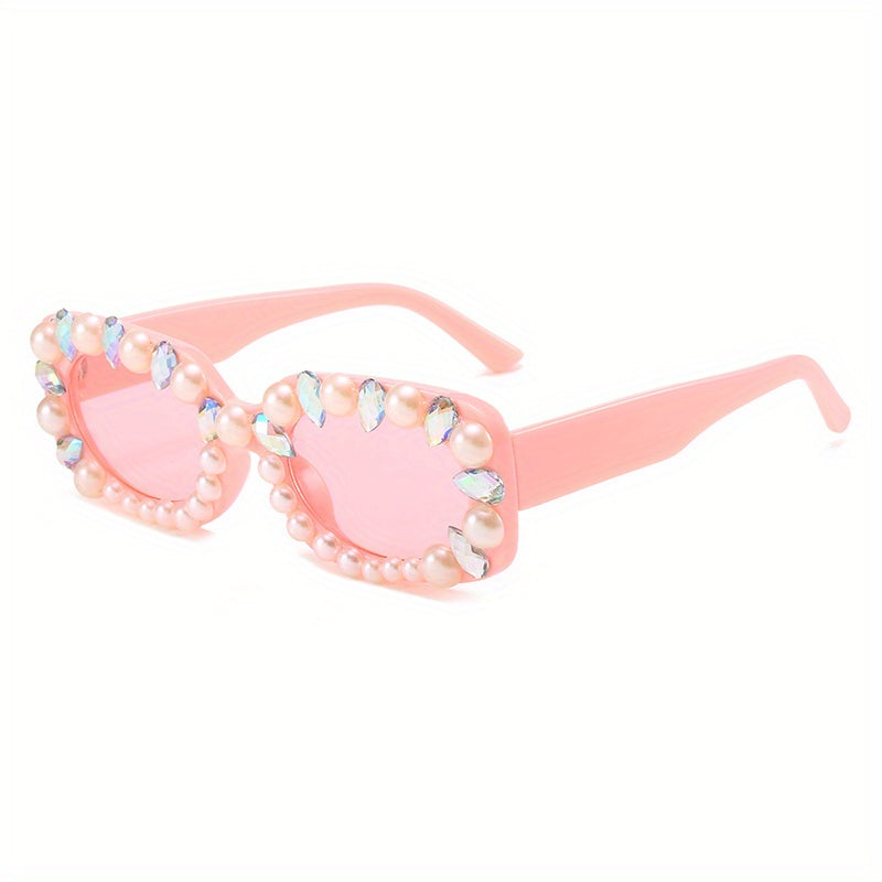 Rectangle Sunglasses Faux Pearl Funny Candy Glasses UV400
