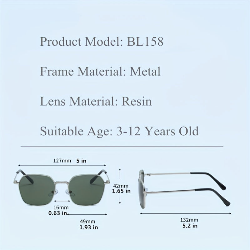 Vintage Metal Polygon Sunglasses for Children