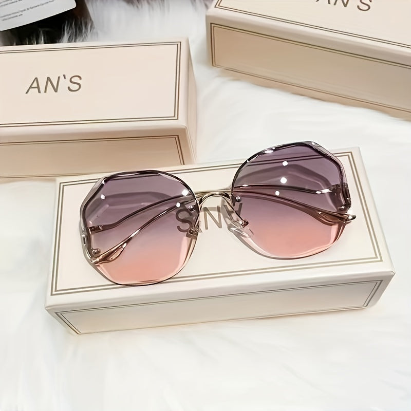 Ombre Rimless Sunglasses UV400 Sun Shades for Women