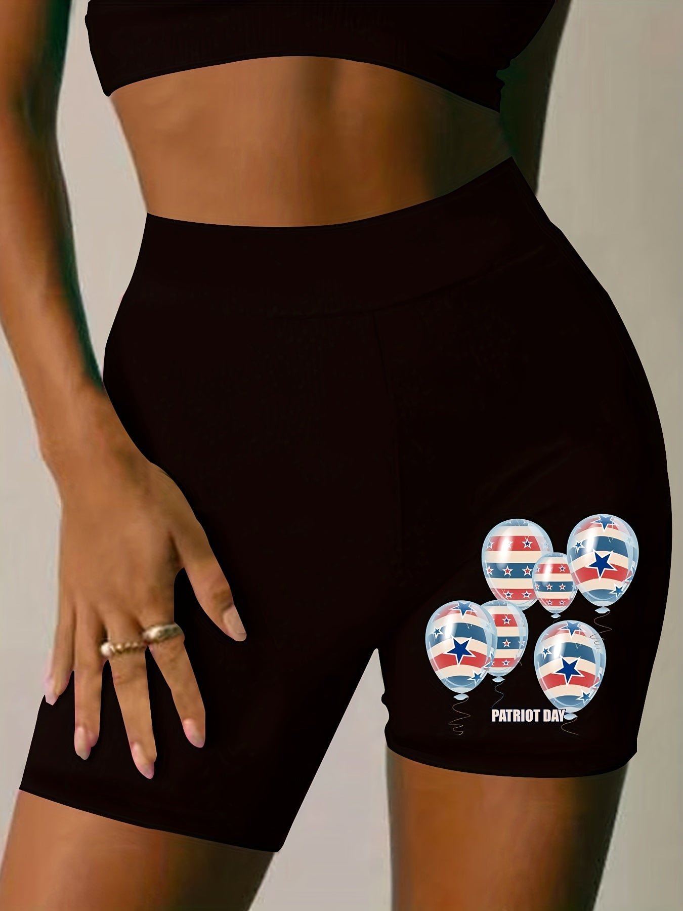 Women's Plus Flag Balloon Print High Rise Biker Shorts