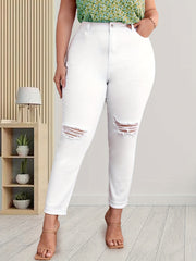  Solid Ripped High Rise Skinny Jeans