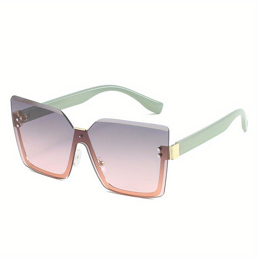 Oversized Semi Rimless Sunglasses For Women Men Gradient Glasses UV400
