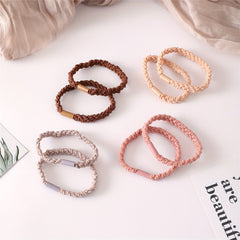4pcs Braided Hair Tie Seamless Solid Hair Rope Elastic Ponytail Holder