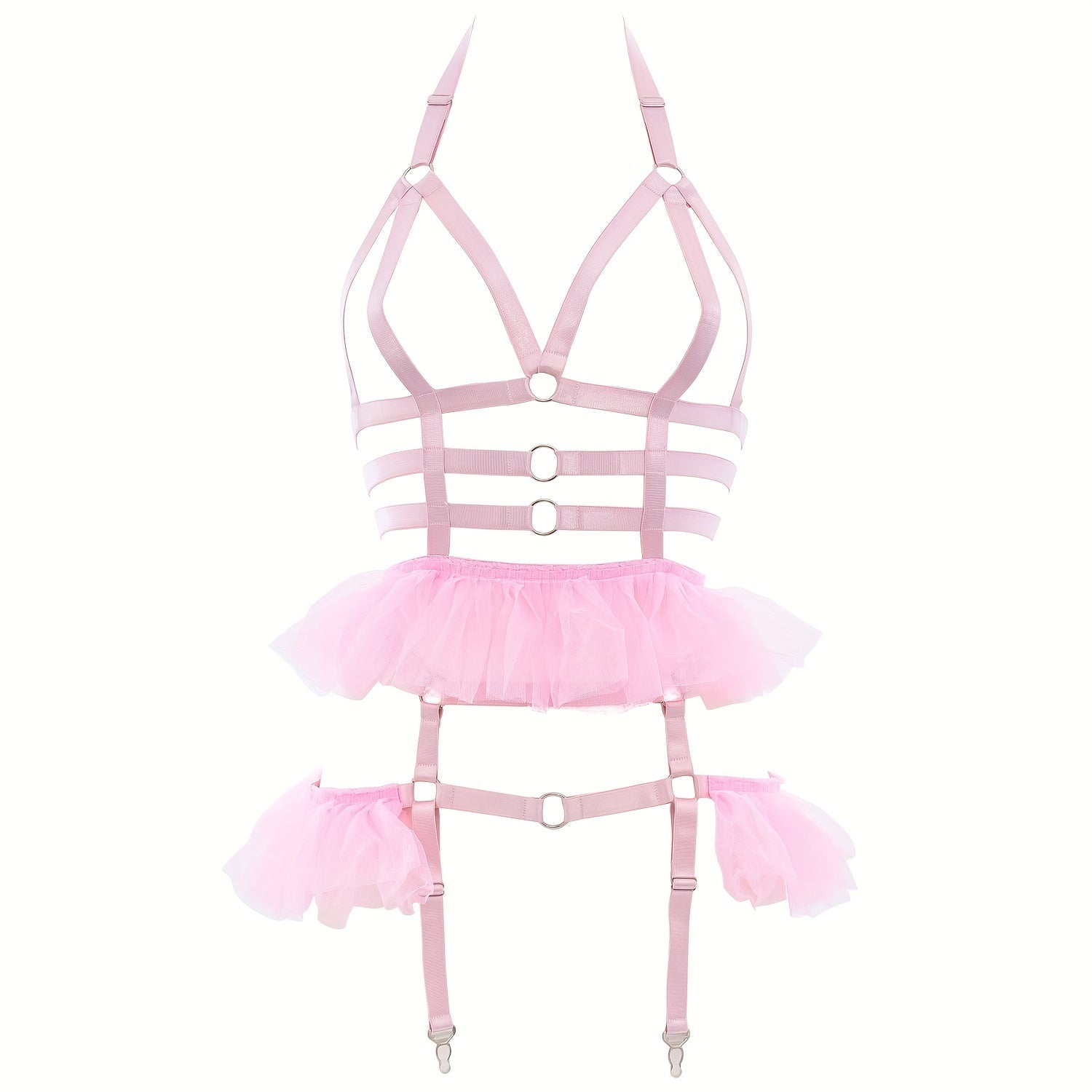 Women's Hollow Out Lace Mesh Halter Body Harness Belt