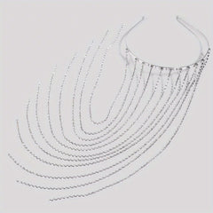 Women's Rhinestone Tassel Headband Long Bridal Hair Chain Jewelry