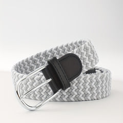 Men's Elastic Braided Belt Pin Buckle Stretch Belt Canvas Waistband