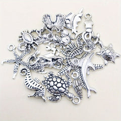15pcs Marine Life Charms Pendants for Jewelry Turtle Octopus Star